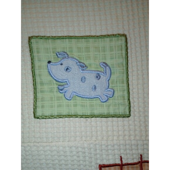 Vintage Handmade Baby Blanket Quilt Farm Animals, Unisex, 53" X 41" Patch, Stamp - Picture 8 of 12